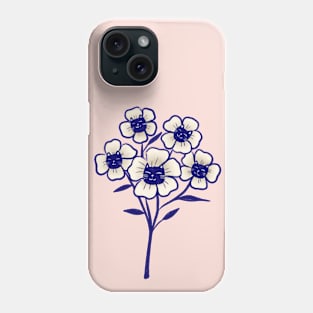 Cute blue flower cats in full bloom Phone Case