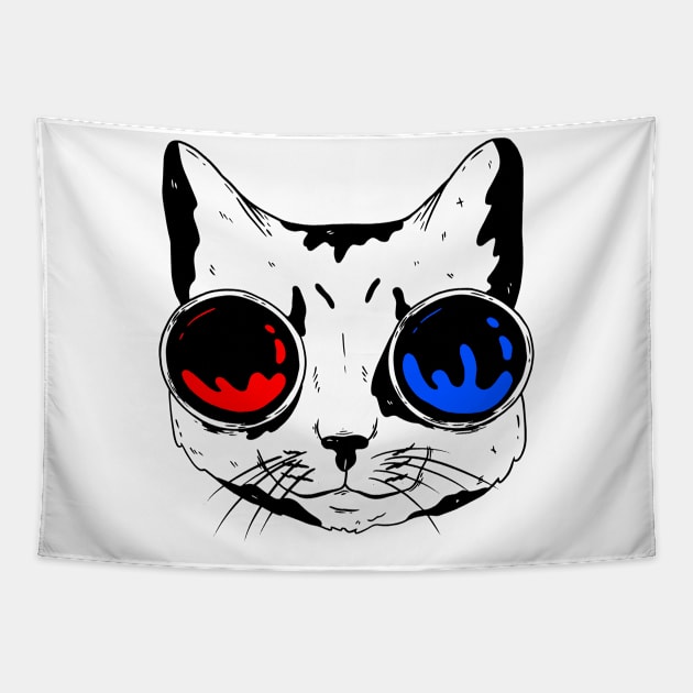 funny cat – Meowtrix (red pill or blue pill) Tapestry by LiveForever