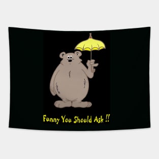 Comic Animation Surreal Abstract Bear with an Umbrella Pop Art Print Tapestry