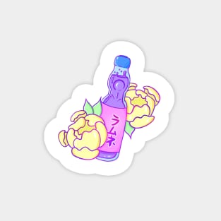 Ramune Soda Bottle with Peonies Magnet