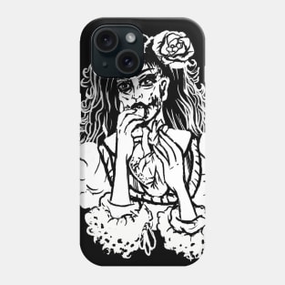 Victorian Zombie Girl Eating Anatomical Heart Goth Witchy Art Phone Case