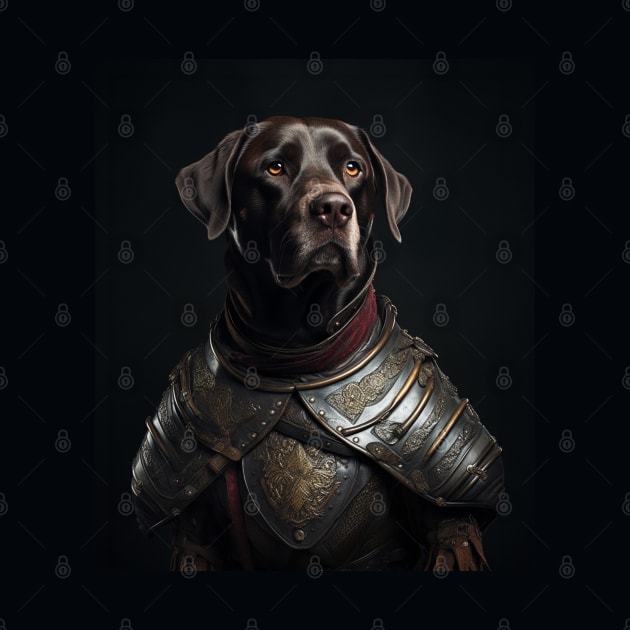 Stalwart Chocolate Labrador Retriever - Medieval English Knight by HUH? Designs