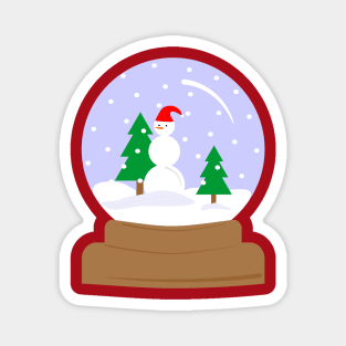 Snow globe with a snowman and a spruces inside Magnet