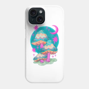 Trippy Mushroom and Moon Drawing Phone Case