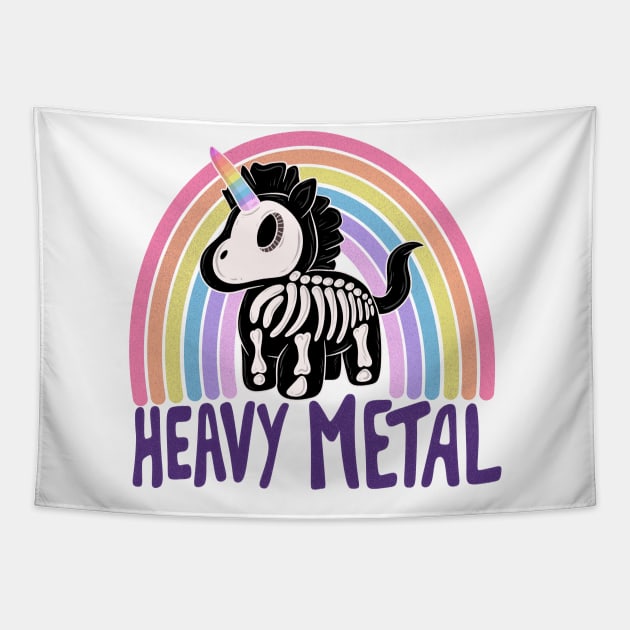 Heavy metal unicorn Tapestry by Jess Adams