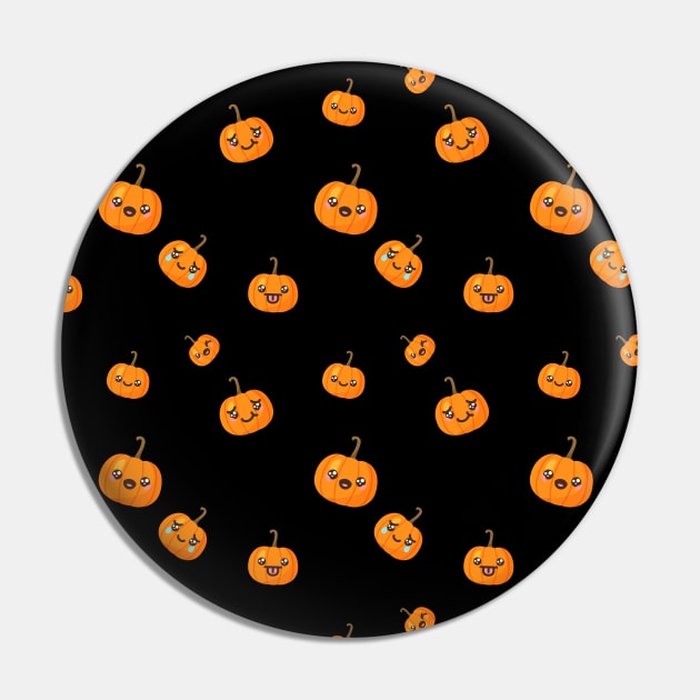 Kawaii Halloween Pumpkin Emojis Pattern Pin by Krishnansh W.