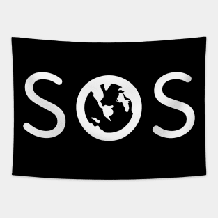 SOS Earth White Tapestry