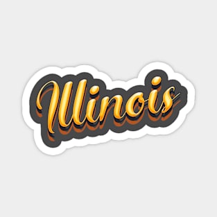 Illinois Retro Style Orange Magnet