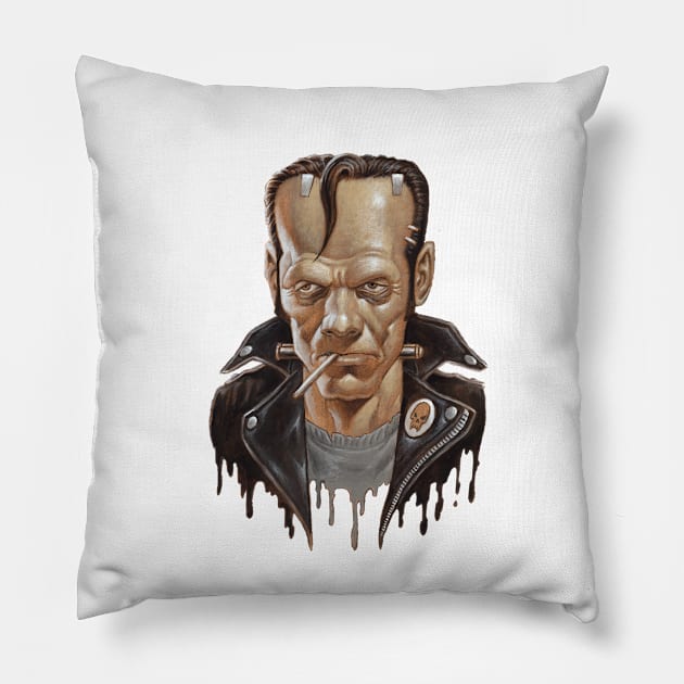 1950's Greaser Frankenstein Pillow by Paul_Abrams