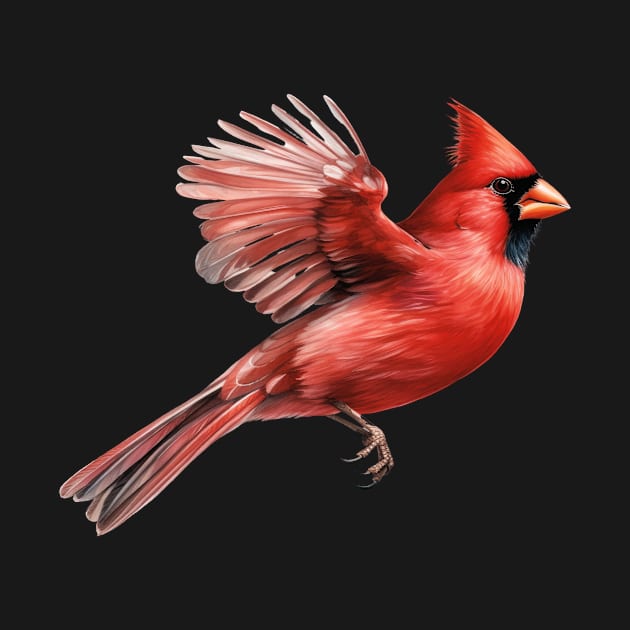 Flying Northern Red Cardinal by The Jumping Cart