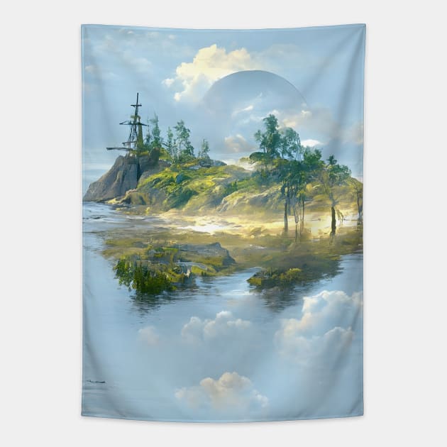 Shipwrecked on Mirror Island Tapestry by tdraw