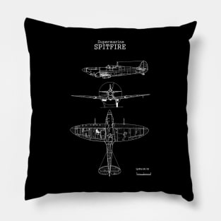 Supermarine Spitfire | World War 2 Plane Blueprint Pillow