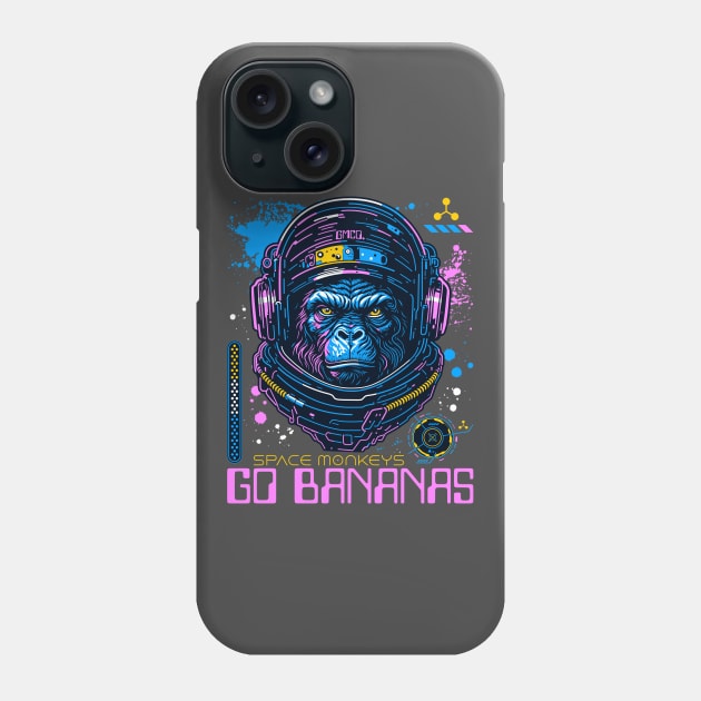 Space monkeys go bananas Phone Case by Garment Monkey Co.