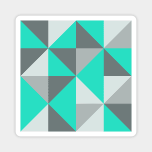 Aqua and Grey Retro Inspired Pattern Magnet