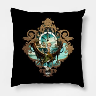 Fantastic steampunk sea clock Pillow