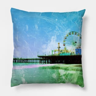 Blue and green Santa Monica Pier Pillow