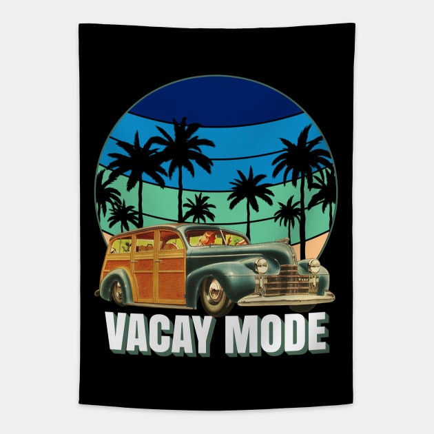 Vacay Mode Family Vacation Old Woody Station Wagon Tapestry by CharJens