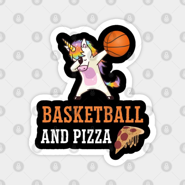 BasketBall and Pizza Dabbing Unicorn Magnet by madani04