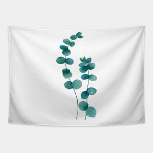 green eucalyptus leaf watercolor Tapestry