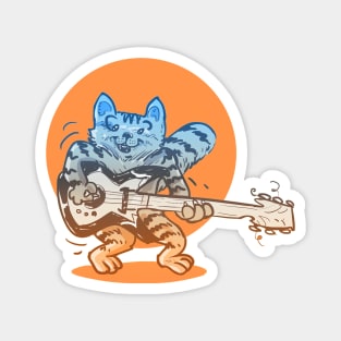 funny cat playing guitar cartoon Magnet