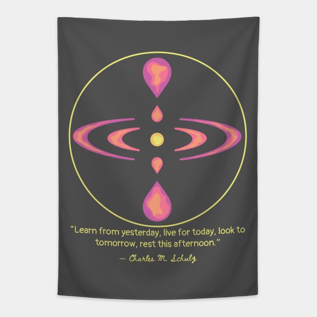 Mindfulness Symbol and Charles M. Schulz Quote Tapestry by Slightly Unhinged