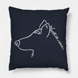 German shepherd silhouette outline white Pillow