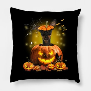 Miniature Pinscher Spooky Halloween Pumpkin Dog Head Pillow