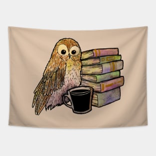 Coffee, books and owl Tapestry