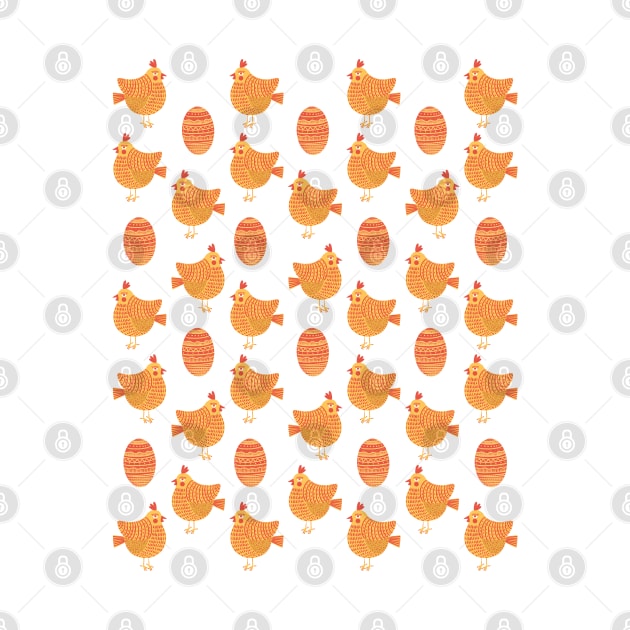 The cute yellow and red chicken and egg pattern by iulistration