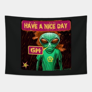 Funny Alien Retro Sci Fi Tapestry
