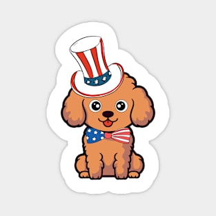 Funny brown dog is wearing uncle sam hat Magnet