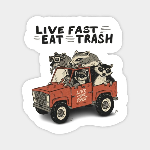 Funny Opossum Raccoon Meme, Live Fast Eat Trash Magnet by ThatVibe