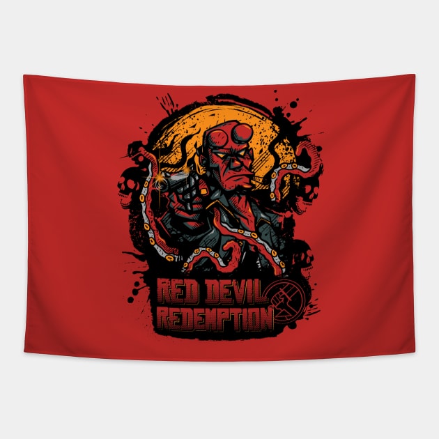 Red Devil Tapestry by Camelo