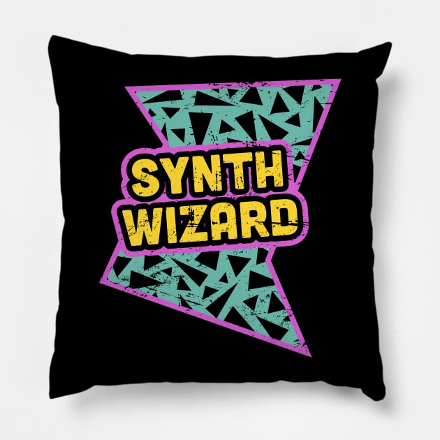 Rad 90s Synth Wizard Pillow by MeatMan