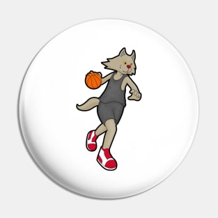 Cat as Basketball player with Basketball Pin