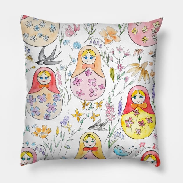 Russian dolls pattern Pillow by colorandcolor