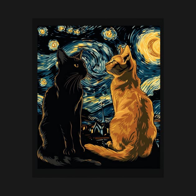 Cat Starry Night Inspiration by xXYazzyChanArtsXx