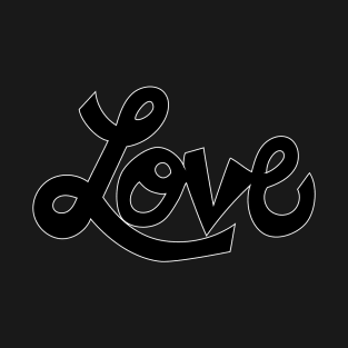 Whimsical Love cartoon illustrated text in black T-Shirt