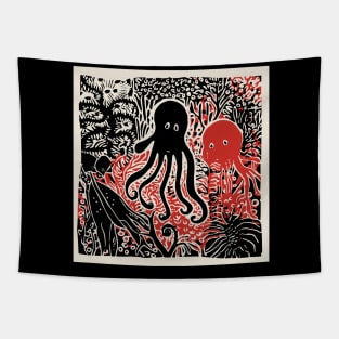 Underwater Lino Cut Tapestry