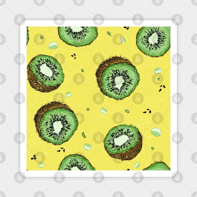 Summer Time Yellow Kiwi Pattern Texture Magnet by IrenesGoodies