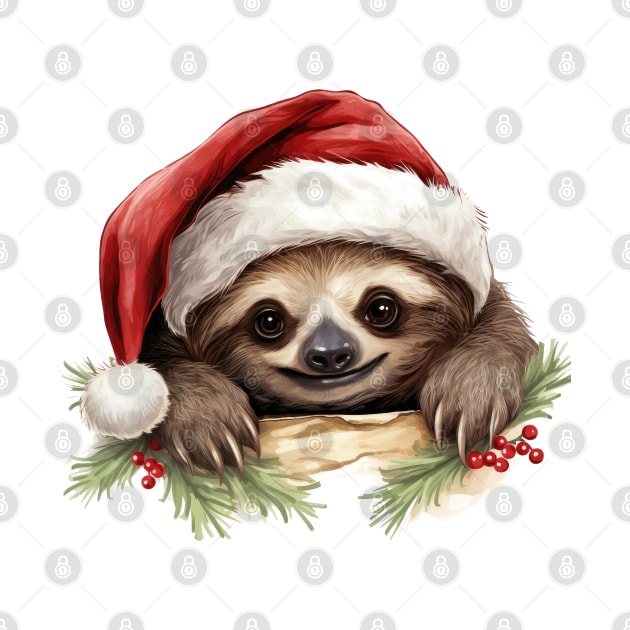 Christmas Sloth Peeking by Chromatic Fusion Studio