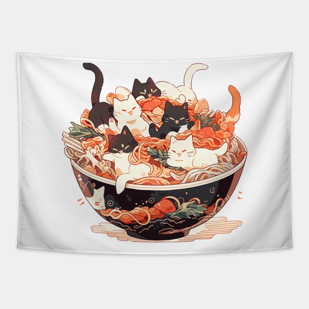 ramen and cats Tapestry by dubcarnage