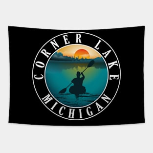 Corner Lake Kayaking Michigan Sunset Tapestry