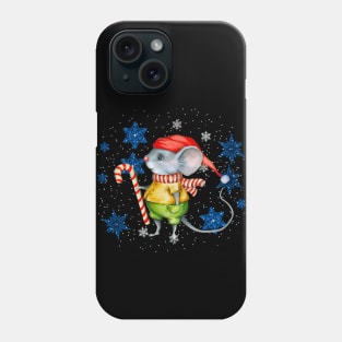 Vintage Mouse with Candy Cane Holiday and Christmas Phone Case