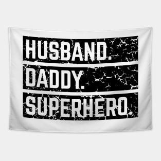 Husband Daddy Superhero (Super Dad / Superdaddy / Vintage / Black) Tapestry