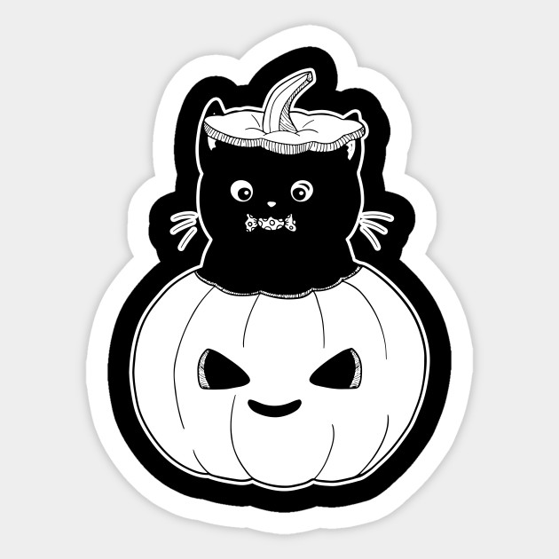 Cute Cat Halloween Pumpkin Candy Kitty Cat Halloween Sticker Teepublic