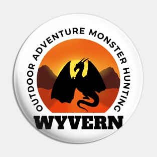 Wyvern - Outdoor Adventure Monster Hunting - White - Fantasy - Funny Pin