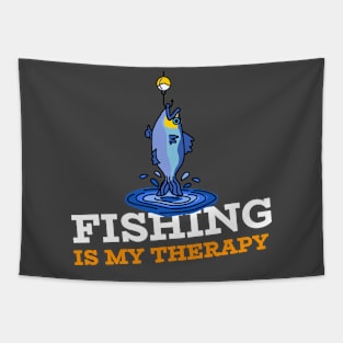 Fishing is my therapy 9 Tapestry