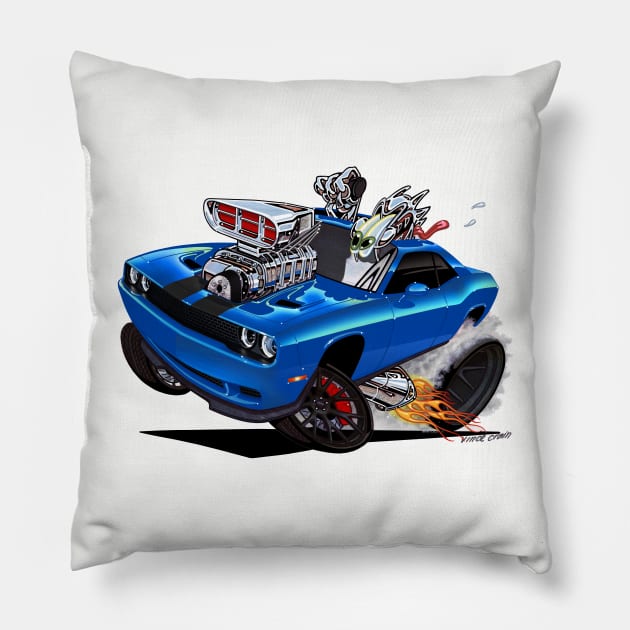 Challenger HELLCAT blue Pillow by vincecrain