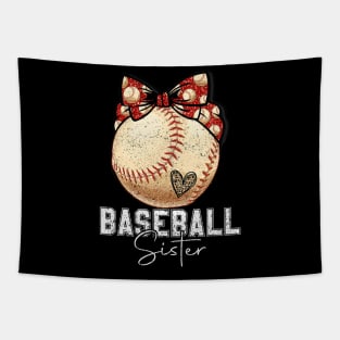 Vintage baseball sister with bow Tapestry